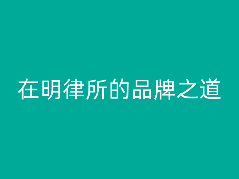 在明律所的品牌之道：做好“小而精”，才能“大而全”